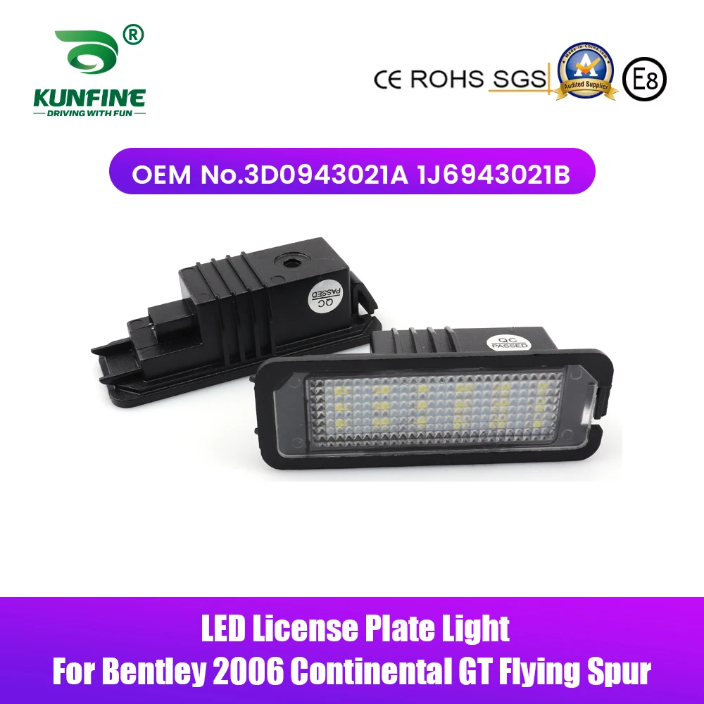 2PCs Car LED Number License Plate Light LED License Lamp For Bentley Continental GT Flying Spur OEM No. 3D0943021A 1J6943021B