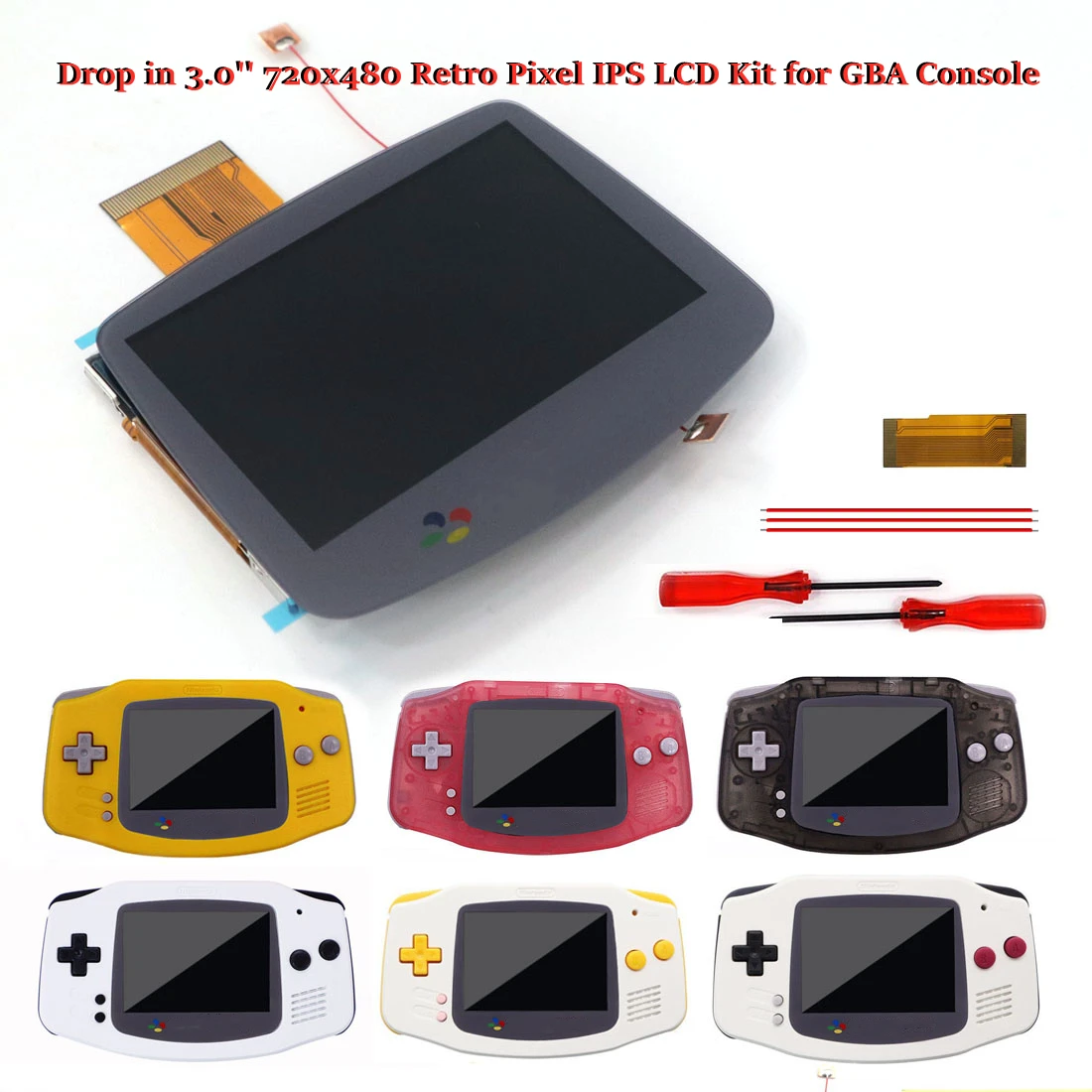 

SFC Lens--Hispeedido Add Desaturation Drop in 3.0'' V5 Pre-Laminated IPS Backlight LCD Panel Kit+Customized Shell For GBA