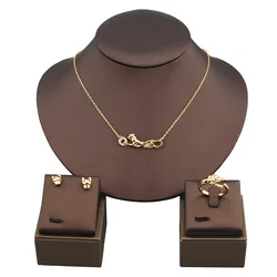 Designer Collection Style Ring Earrings Necklace Black Spots Green Eyes Leopard Panther Dinner Party Jewelry Sets