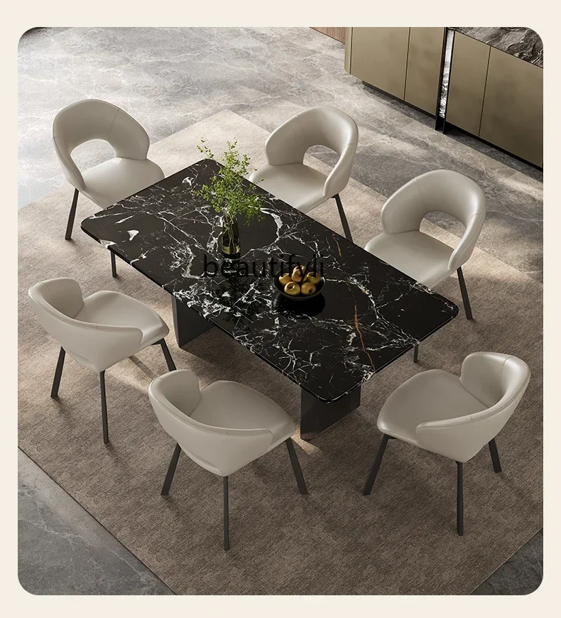 

Light Luxury Dining Chair Home Restaurant Leisure Office Negotiation Modern Simple High-end Italian Backrest Leather Chair