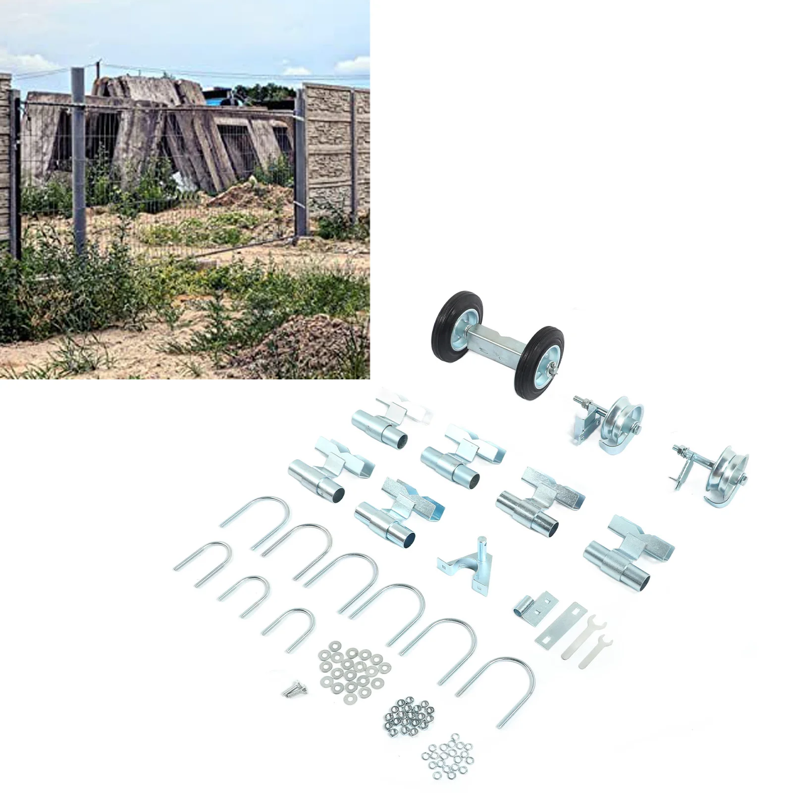 Fence Rolling Gate Gate Wheel Rut Runner Rolling Chain Link Gate Wheel Kit Yard Gate Wheel Rut Runner Set for Farm Grass Land