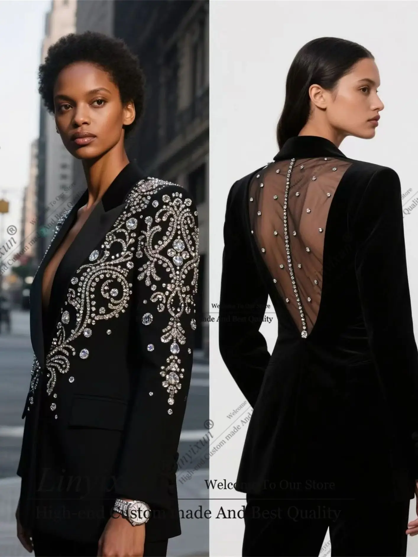 

Потрясающие украшения с бриллиантами невесты, блестящие роскошные женские костюмы по индивидуальному заказу, смокинг для банкета и вечеринки костюм женск