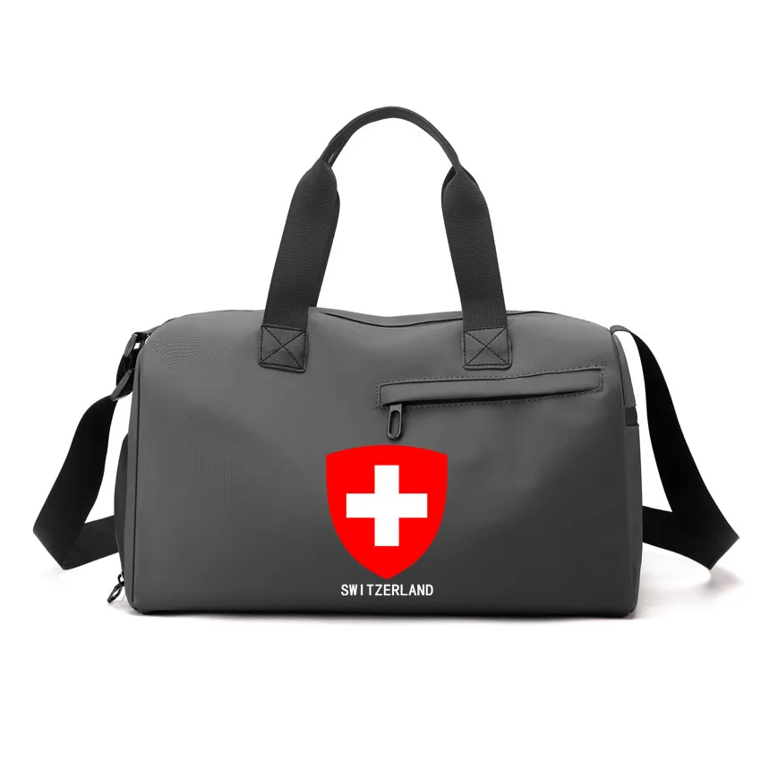

Gym Bag Men Women Shoulder Bag Messenger Portable Training Basketball Bag Switzerland Flag Printed Sports Leather Handbag Tennis