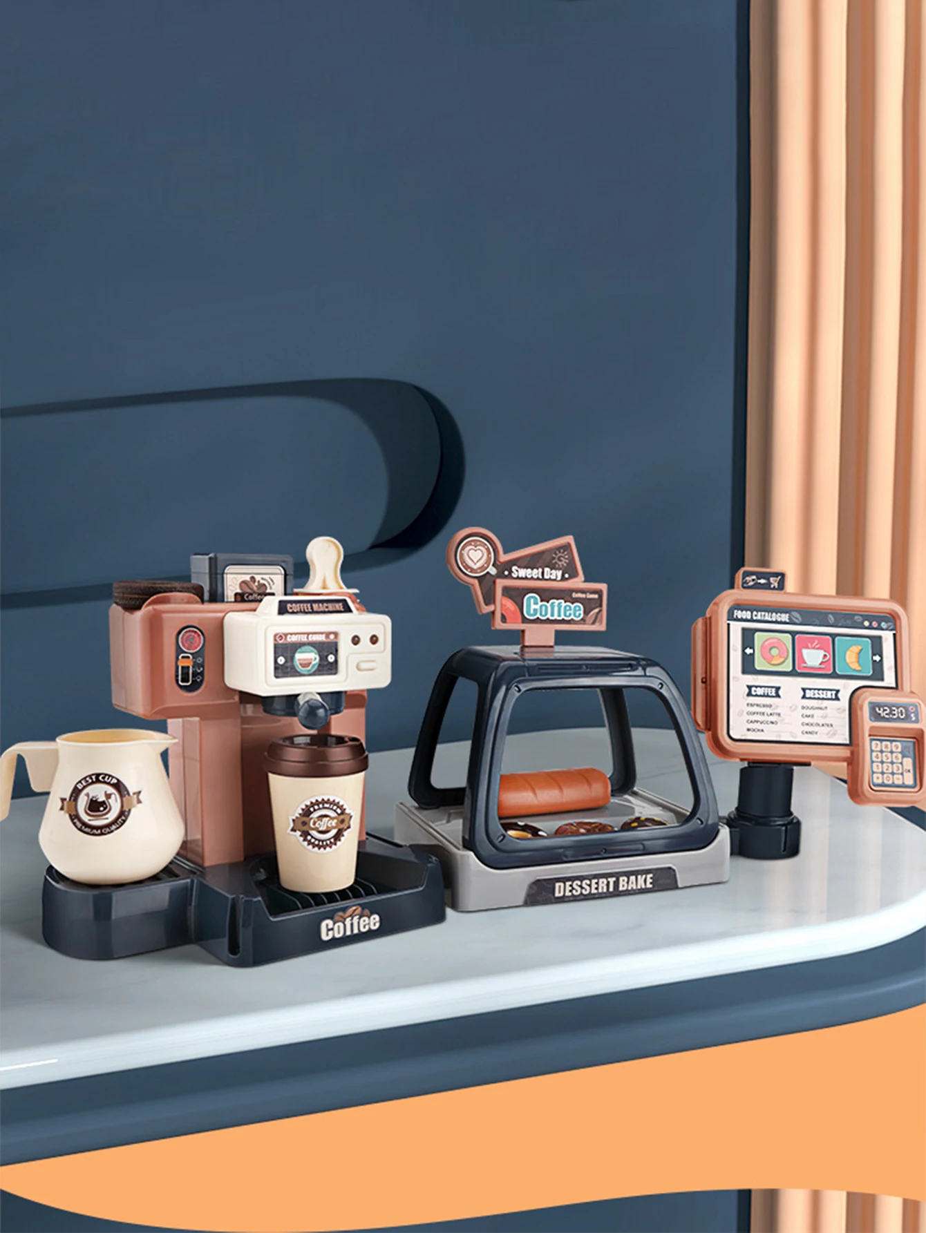 41-częściowy zestaw ekspresu do kawy dla dzieci 3w1, udawanie robienia kawy ze światłem i dźwiękiem, ręczny wylot wody, zabawki do odgrywania ról, prezent dla chłopców i dziewczynek