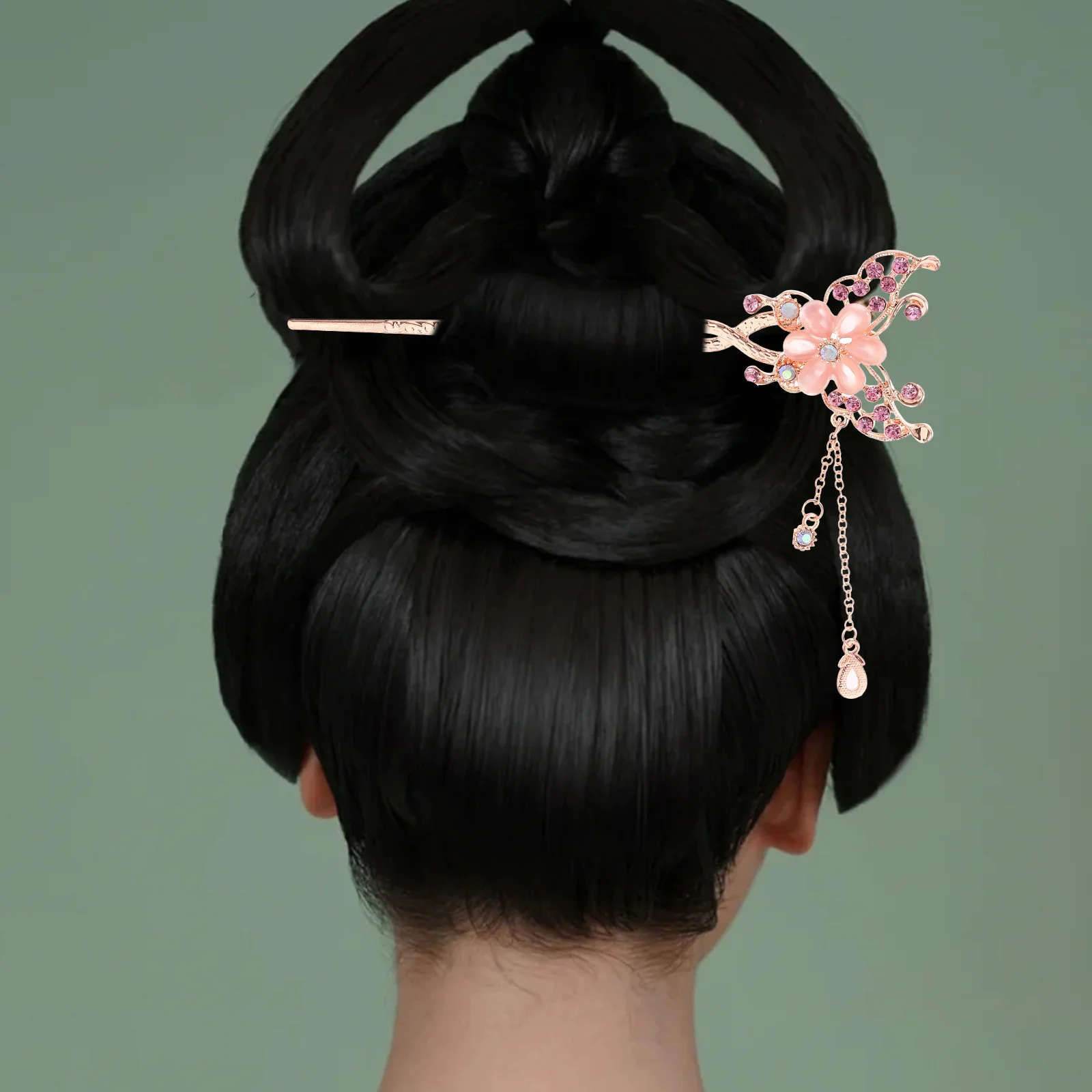 

3Pcs Chinese Flower Hair Sticks Elegant Tassel Pins for Hanfu Cosplay Party Long Hair Accessories Tassel Hairpin