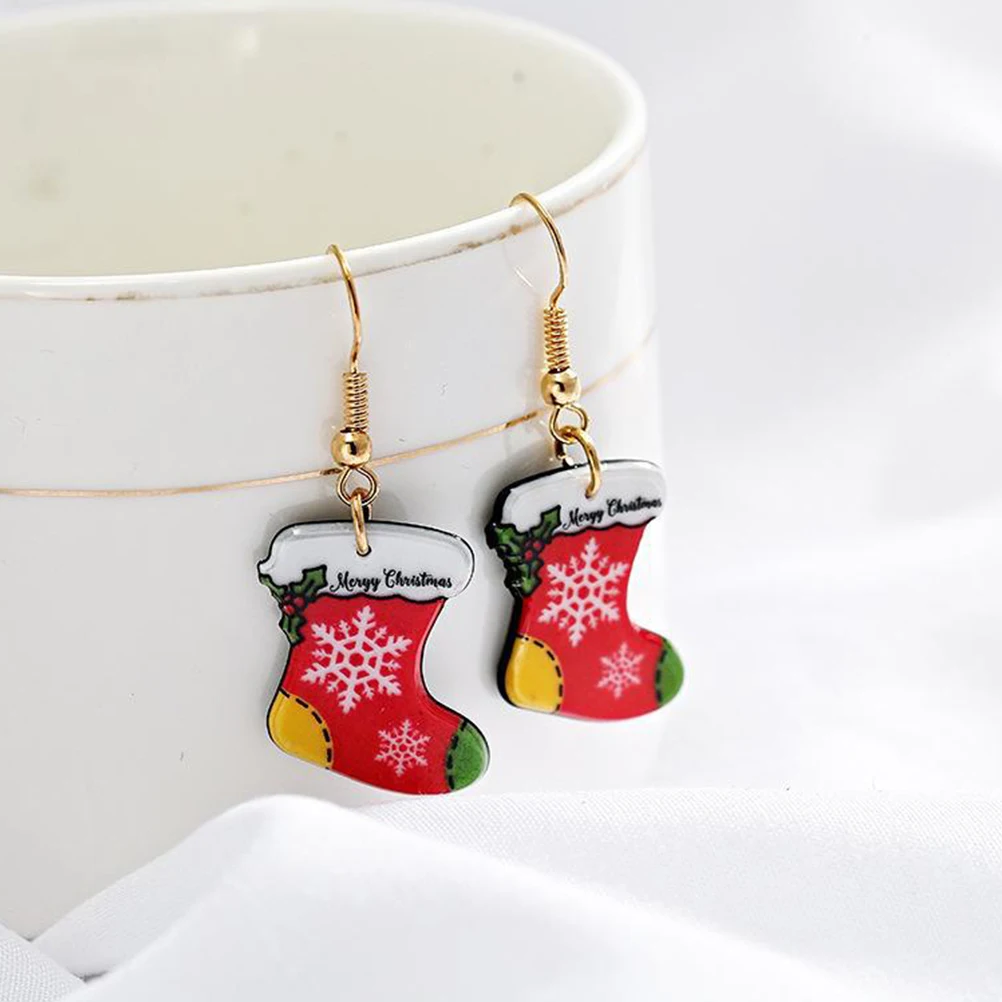 

Name Christmas Socks Earrings Girls' Holiday Jewelry Pendant Acrylic Women Necklaces