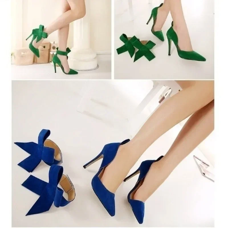 Women Pumps Shoes Fashion Bow High Heels Shallow Classic Pointed Toes Heels Stilettos Empty 2024 New Jazz Dance Wedding Shoes