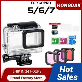 HONGDAK 60m 방수 하우징 케이스 Go Pro GoPro 7 6 5 Hero Black 보호 커버 마운트, 필터 액션 카메라 액세서리 포함