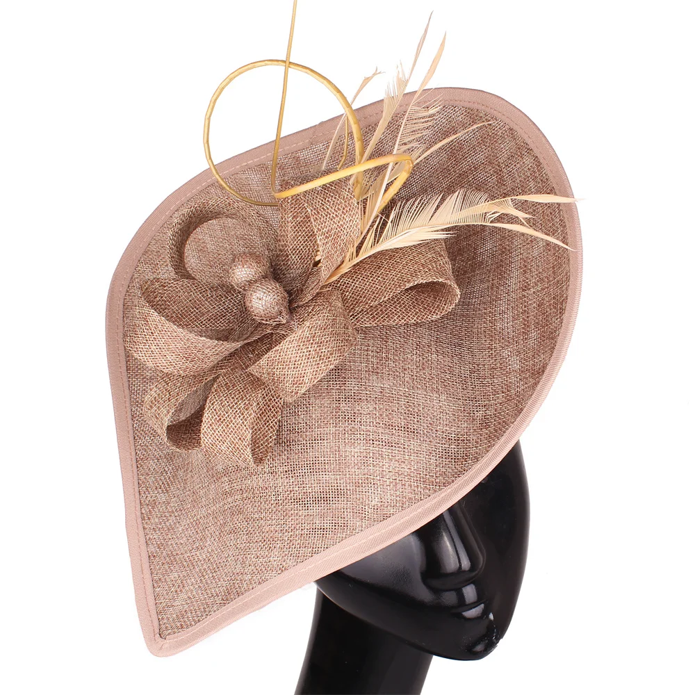 Light Blue Derby Big Fascinators Hat Wedding Womens Elegant Headpiece Vintage Fashion Headwear Occasion Tea Formal Fedora Caps