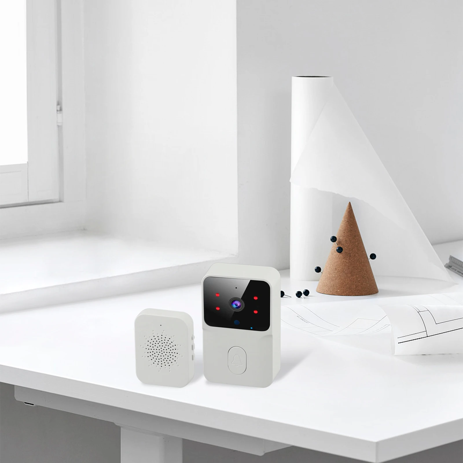PIR Motion Detection Doorbell Smart Home Doorbell Doorstep Monitoring Home Security Smartphone Control IR Alarm Live Video Feed