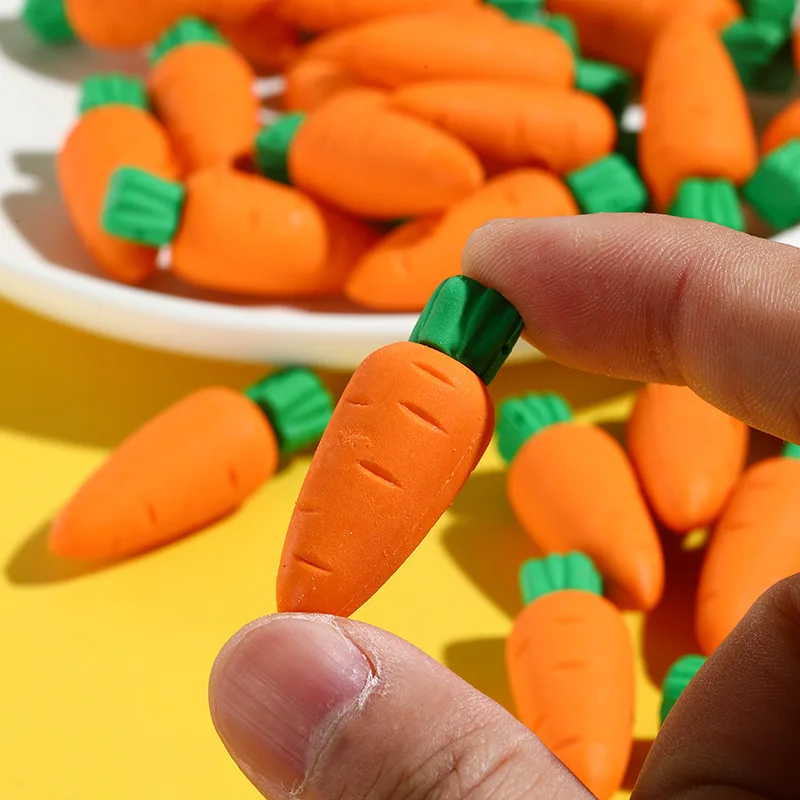 5 Pieces/lot 3D Cute Eraser Cartoon Carrot Creative Vegetable Eraser Children’s Stationery Painting Sketch Kawaii Eraser