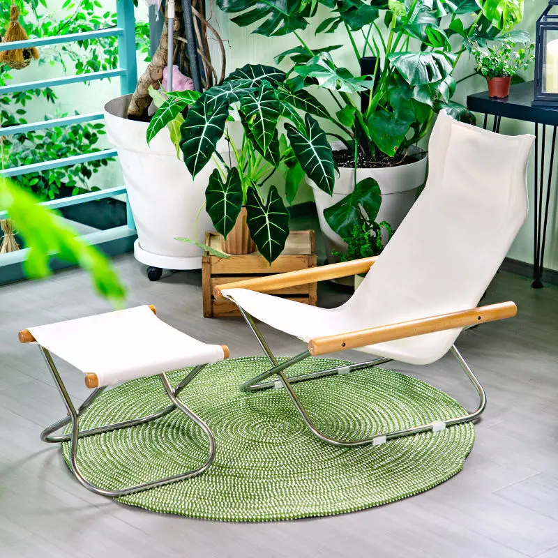 Balcony folding recliner  lazy leisure Japanese lunch break camping free installation folding backrest canvas chair