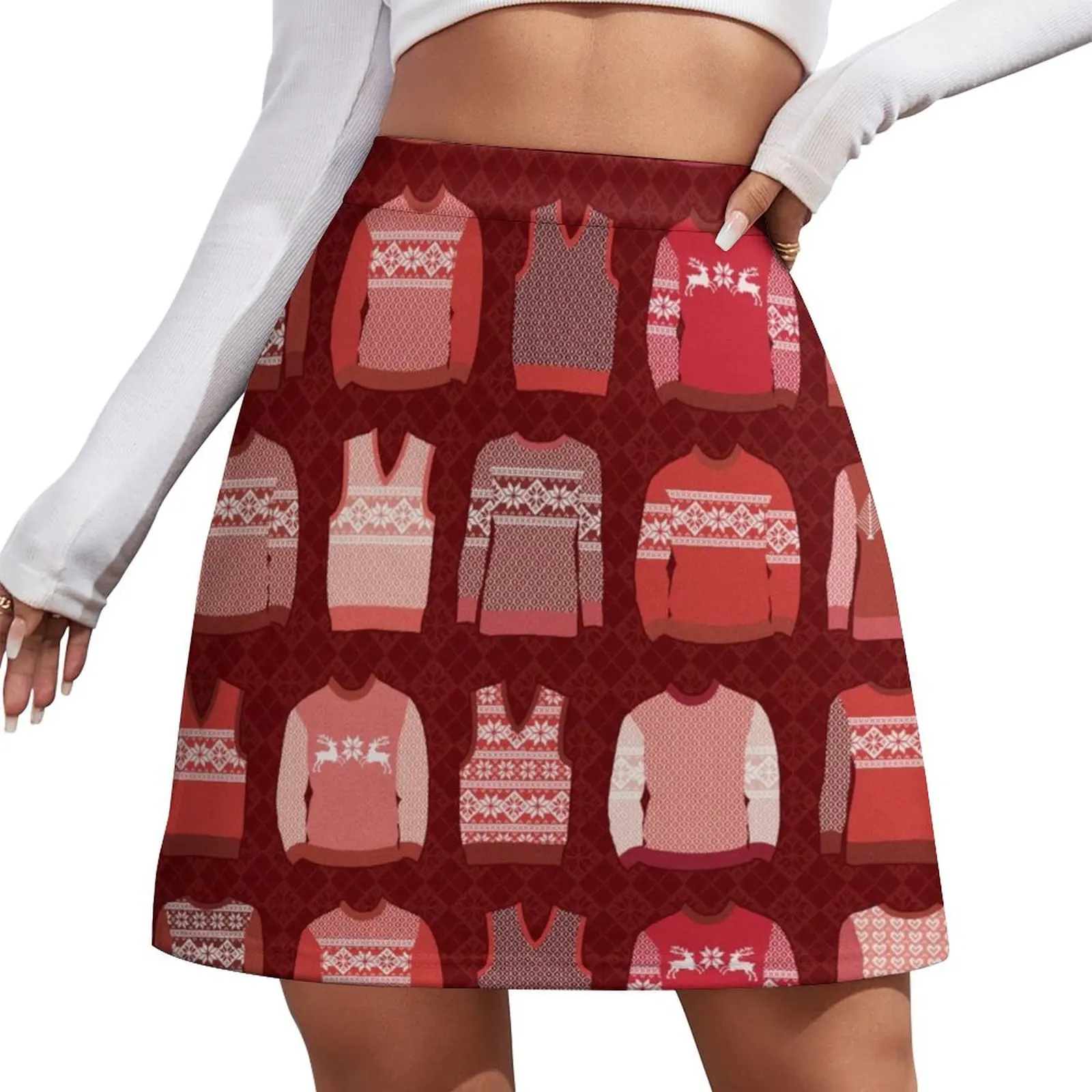 

Fair isle sweaters in red, or fair isle jumpers or pullovers Mini Skirt korean fashion 90s aesthetic