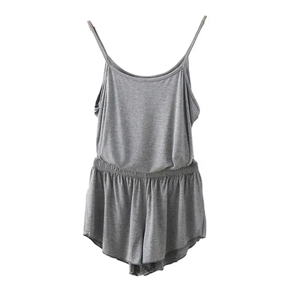 2-teiliges Damen-Sommer-Pyjama-Set Einfarbiges Ärmelloses Top und Shorts Damen-Schlafanzug-Set – Detail 5
