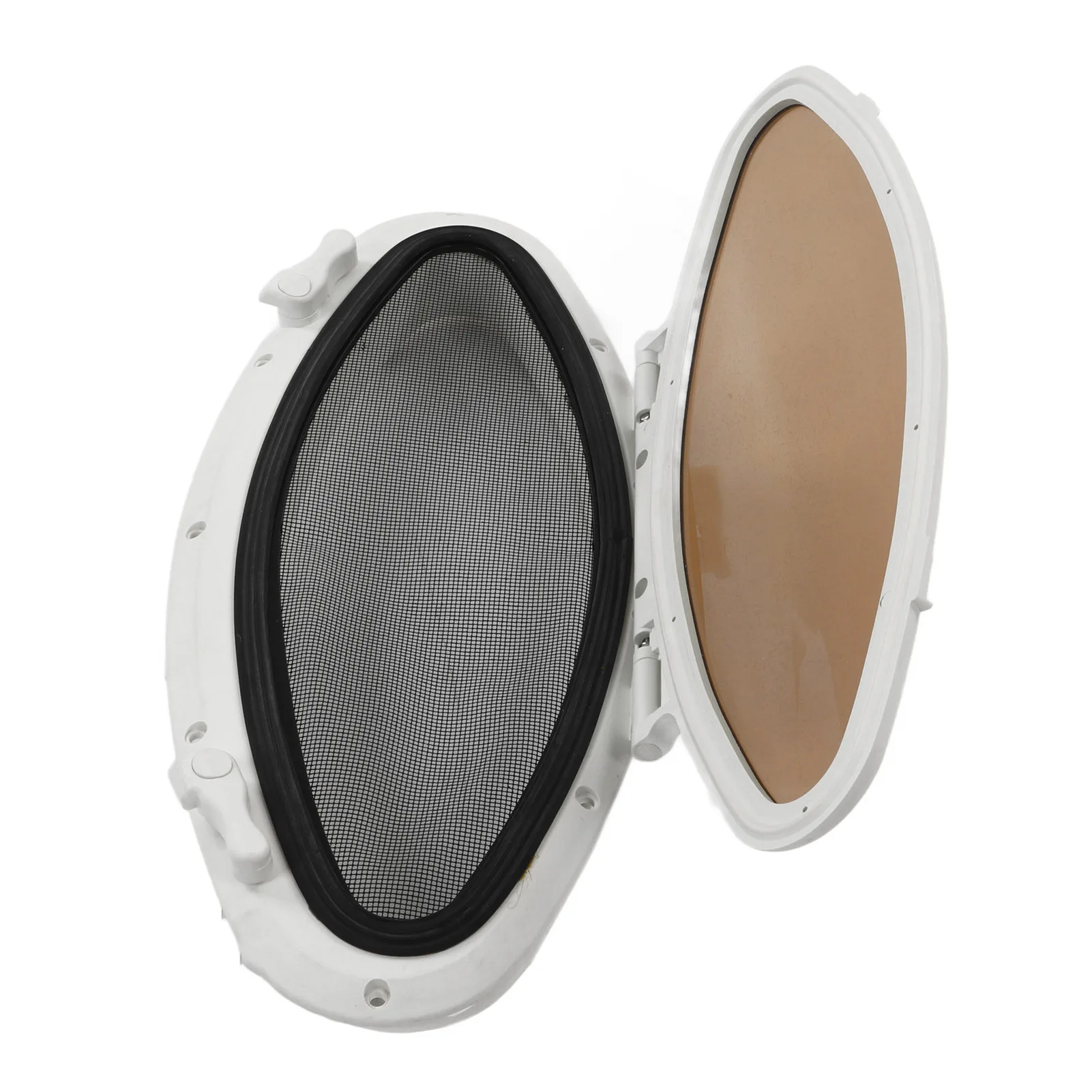 470x210mm Inward Opening Oval Porthole Window Anti UV Waterproof Portlight with Insect Screen for Yacht Ships Boat RV