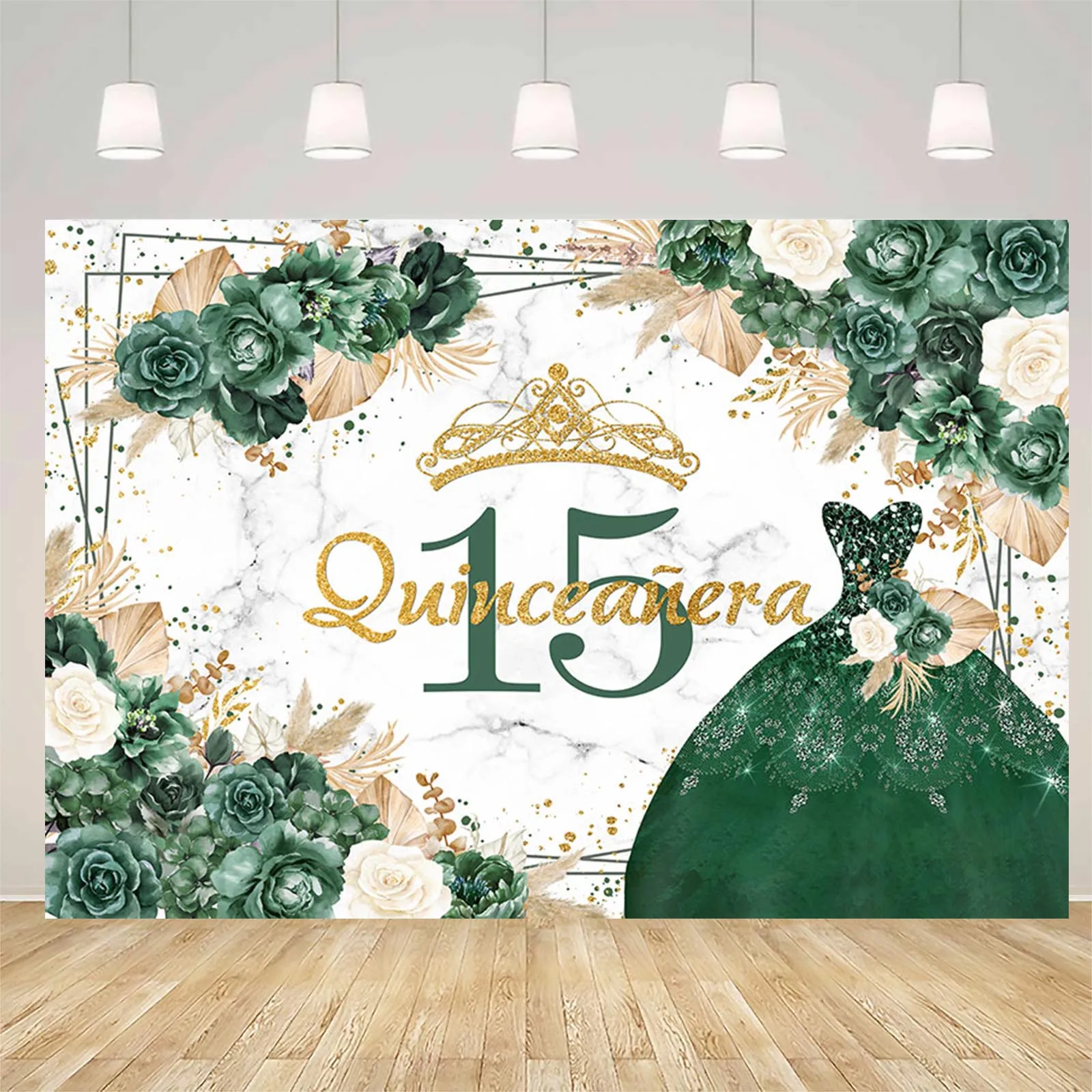 Quinceanera Photography Background Floral Crown 15 Year Old Happy Birthday Backdrop Party Decoration Girls Portrait Photozone