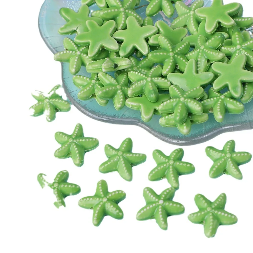 10 pezzi di perline di perforazione di stelle marine in ceramica fatte a mano per la creazione di gioielli, perline di intervallo, collane,