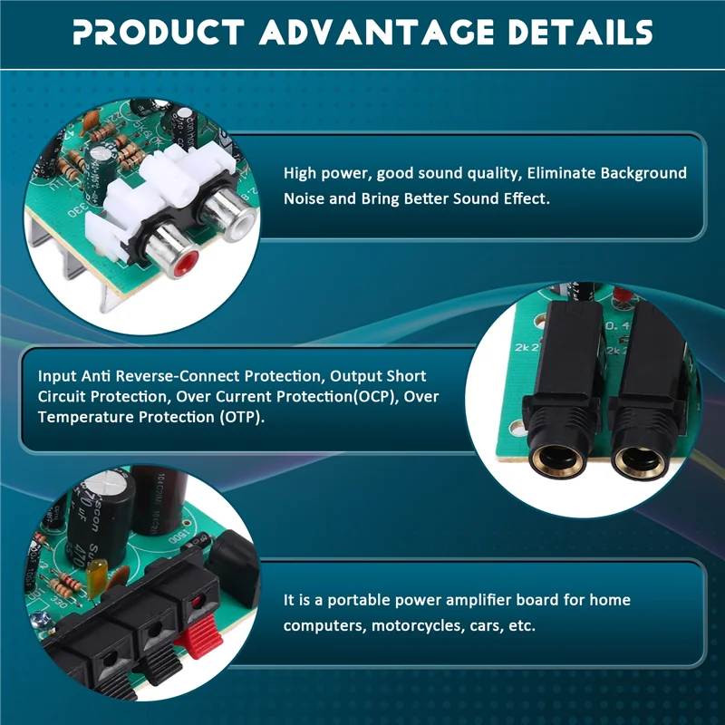 Placa amplificadora de áudio estéreo stylish-40w + 40w tda8944, amplificador de microfone digital, amplificador de carro, controle de tom, alto-falante, amplificador de karaokê