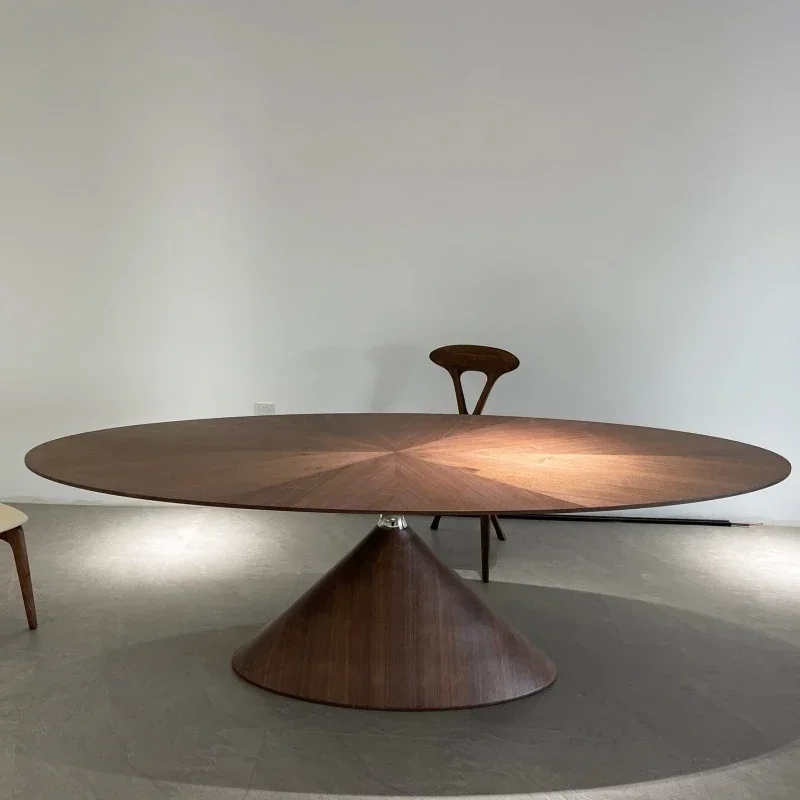 Flying saucer dining table oval balance all solid wood special-shaped villa high-end minimalist tea table