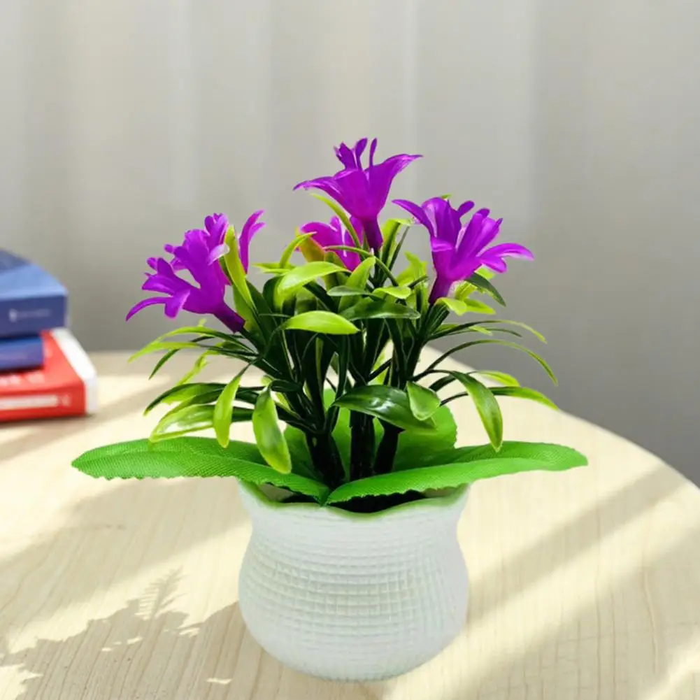 

Artificial Potted Plant 5 Orchid Flower Head Home Office Tabletop Landscape Bonsai Wedding Faux Floral Bonsai Desktop Decoration