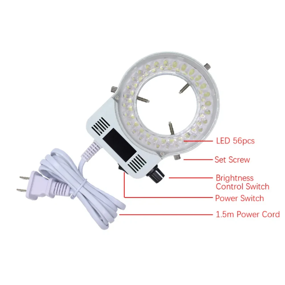 LED Ring Light Source Illuminator Lamp for Industrial Microscope Color Temperature is 6500K and The Brightness is Adjustable