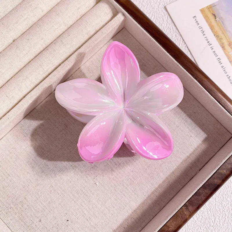 Sweet Gradient Colorful Flower Acrylic Hair Claw Clip Korean Women Girls Hairpin Summer Beach Hawaiian Headwear Hair Accessories