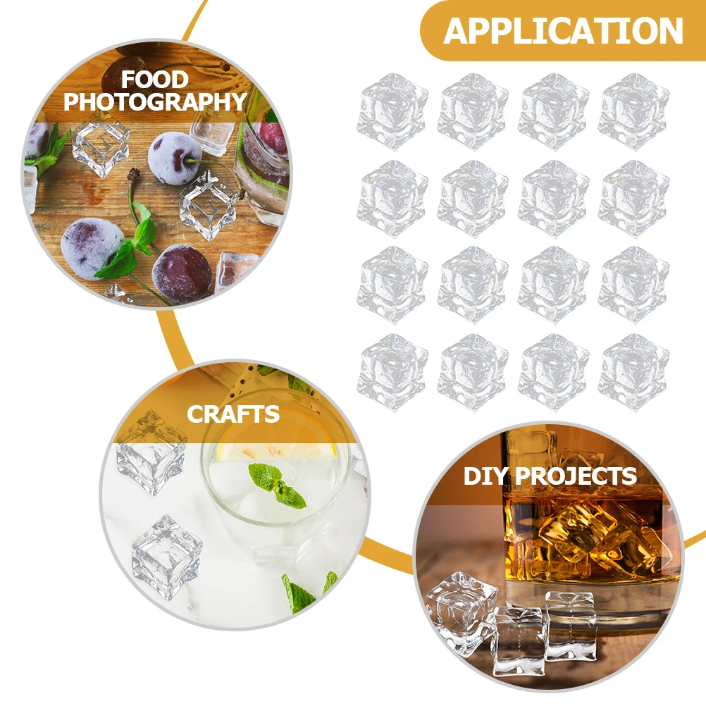

60pcs Fake Ice Cubes Transparent Acrylic Simulated Decoration Reusable Vase Filler Props DIY Craft Food Photography
