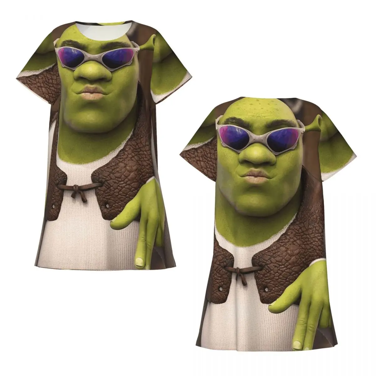 

Custom Sassy Shrek Short Sleeves Nightdress For Sleeping Sleepshirts Women Short Sleeve Nightgowns Loose Pajama Dress