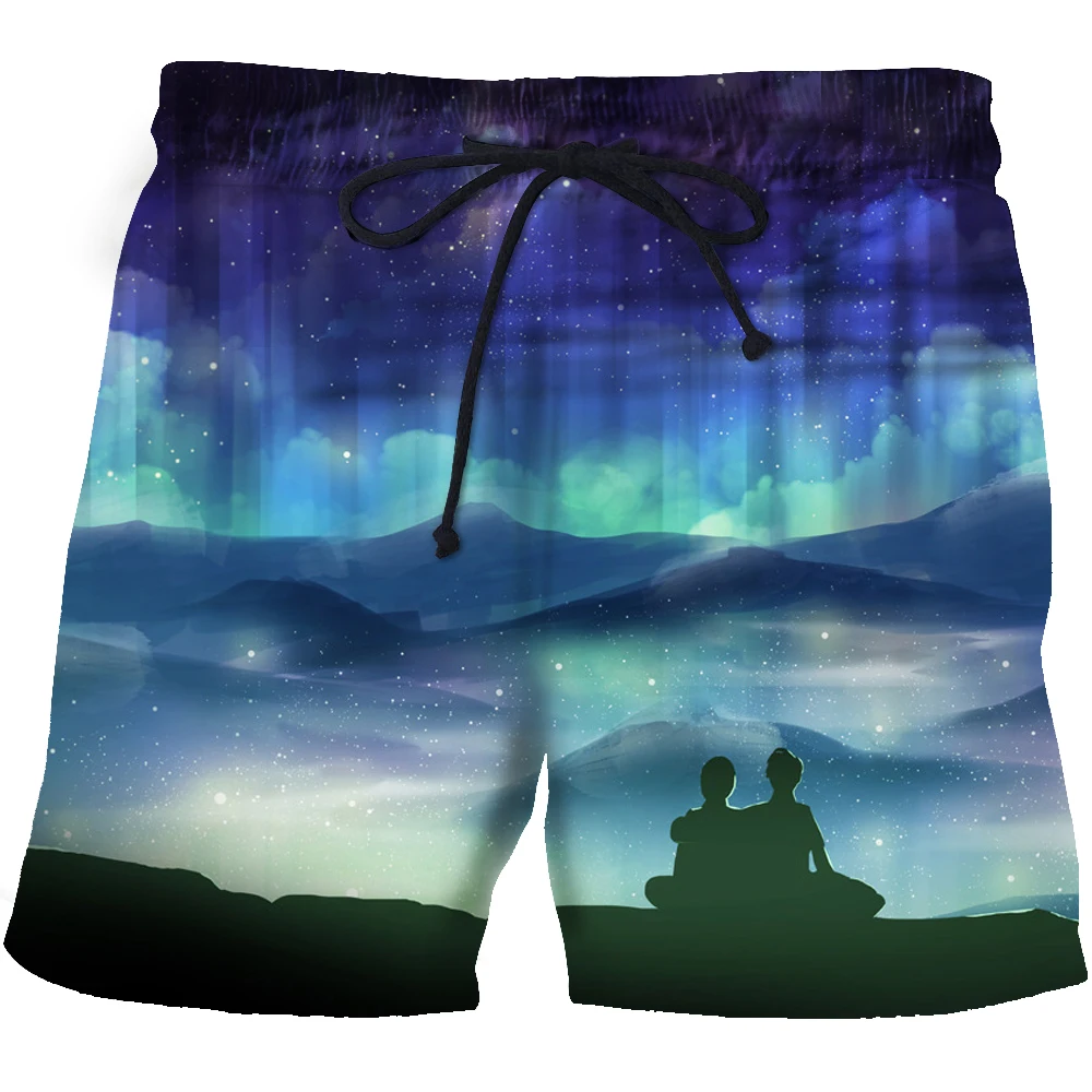 Pantalones de playa con estampado 3d para hombres y adultos, pantalones cortos de Fitness de llama azul de secado rápido, ropa de moda fina de calle