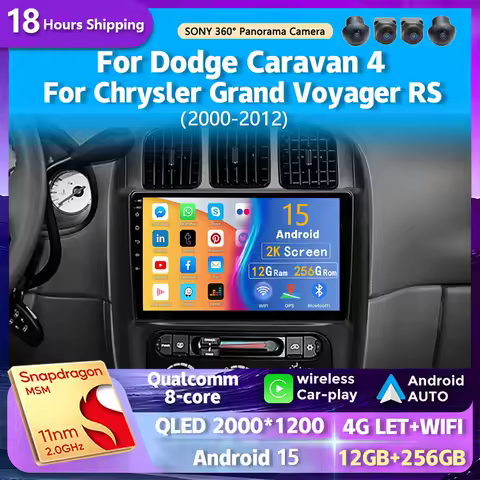 android 15 wifi+4G Carplay Car RadioFor Dodge Caravan 4 For Chrysler Grand Voyager RS 2000-2012 Navigation GPS Stereo Multimedia