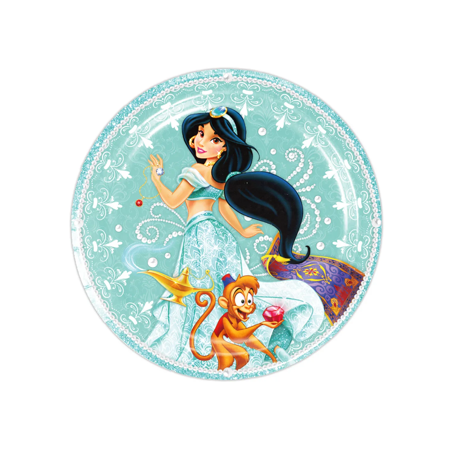 Jasmine Princess Theme Tableware Set Happy Birthday Party Cups Plates Tablecloth Balloons Decorate Girls Kids Favors Supplies