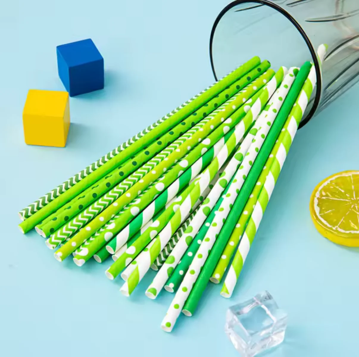 

Paper Straws 6*197mm Green Mix 500Pcs Paper Drinking Straws For Wedding Party Restaurant Juice Coffee Cold Drinks Dessert