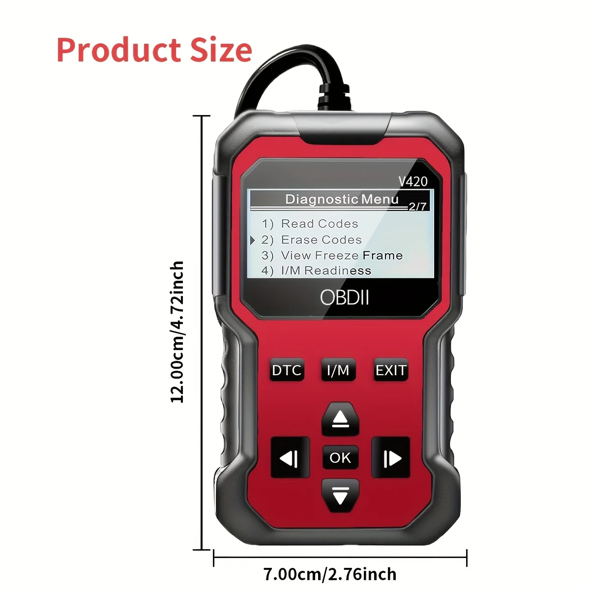 V420 Obd2 Diagnostic Tool for Cars and Trucks (Applicable from 1996 Onwards) - Engine Fault Light Detector, Battery Voltage Tester, Real-Time Data Stream, Frozen Frame Data, USB Powered (No Battery Required), Diagnostic Code Reader |   Portable Scanner |   Durable Plastic Case, Car Diagnostic Tool