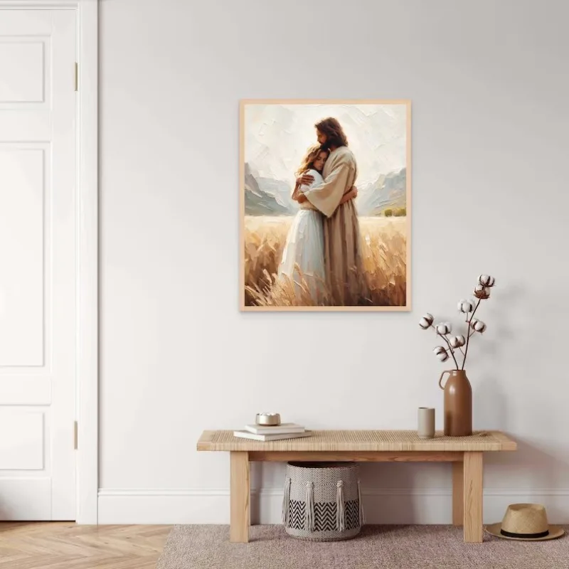 1pc frameless Canvas Painting (1pc frameless)Modern Christian Believer Poster Jesus Praying Shepherd Bible Verse Easter Canvas P