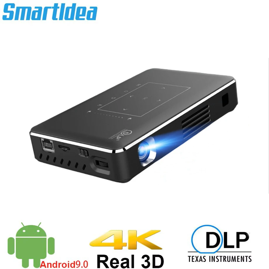 Smartldea HD Mini Smart DLP projector android 9.0 wifi beamer bluetooth 4K Build-in battery touch keys Airplay Miracast DLNA