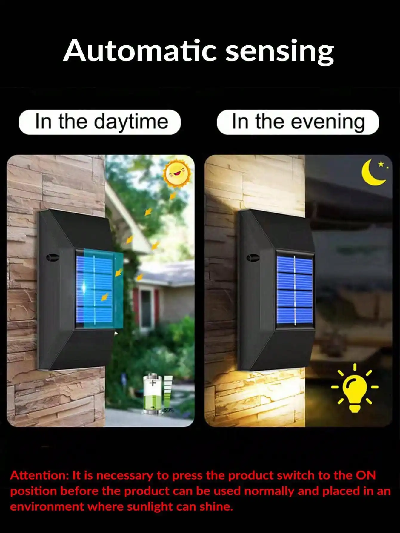 2pcs Solar Up-Down Wall Lights, Waterproof LED Step Lights for Garden Fence Patio