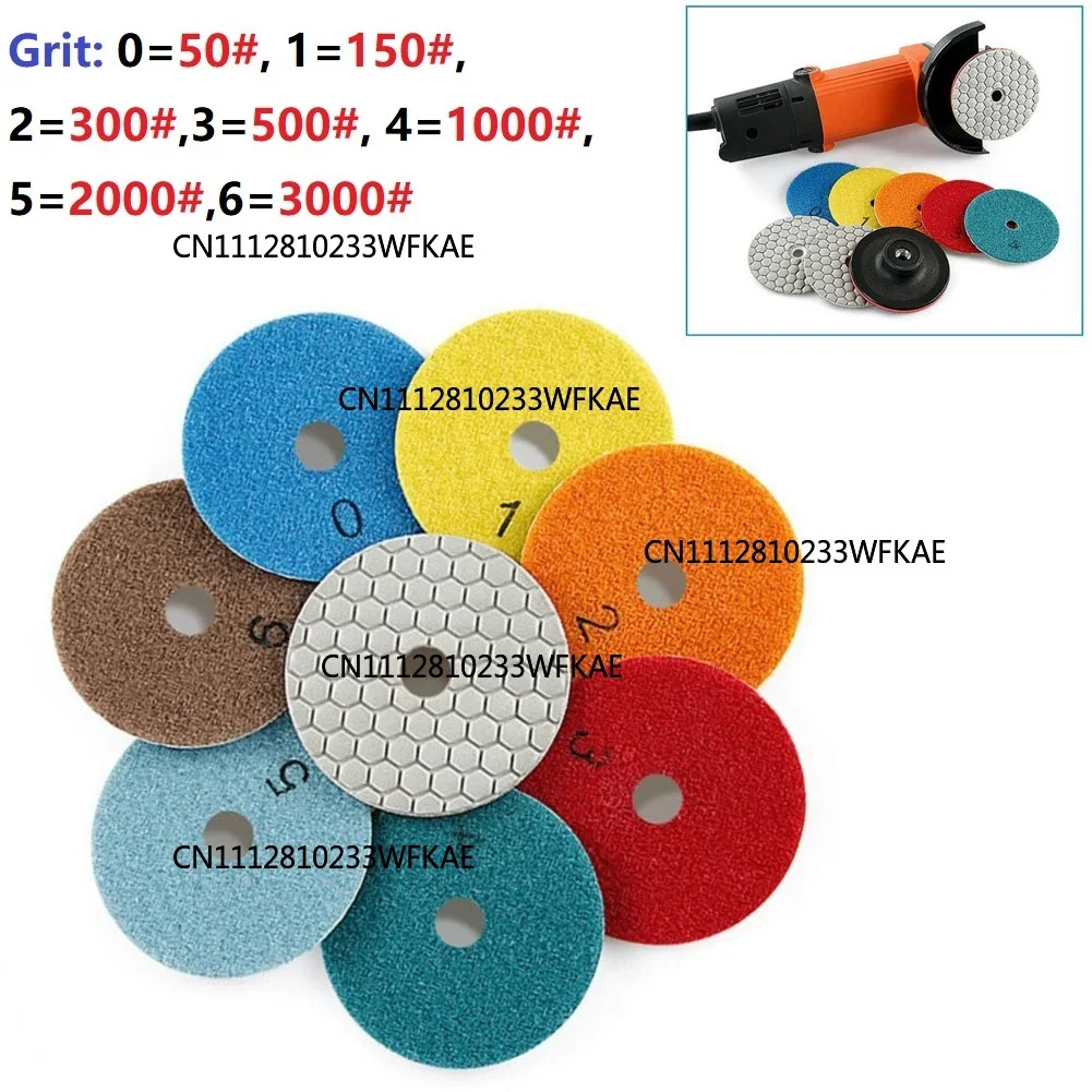 2pc 3 Inch 80mm Polishing Pads Dry Grinding Discs For Granite Stone Concrete Marble Polishing Grit 50-3000