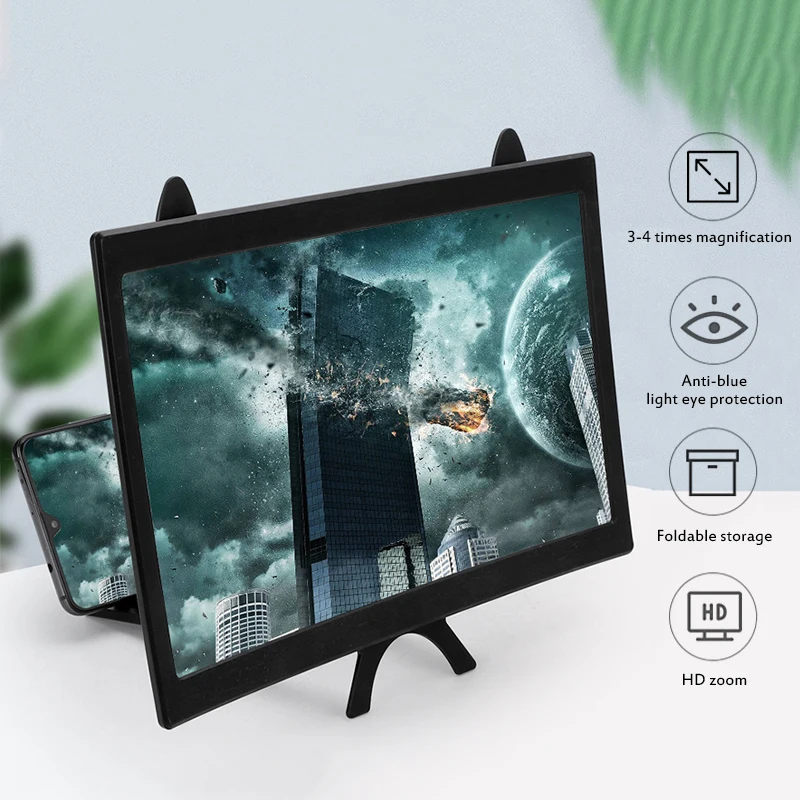 Smartphone Screen Amplifier Abs Curved Screen Folding Eyes Protection Portable Mobile Accessories Phone Amplifier 12-inch