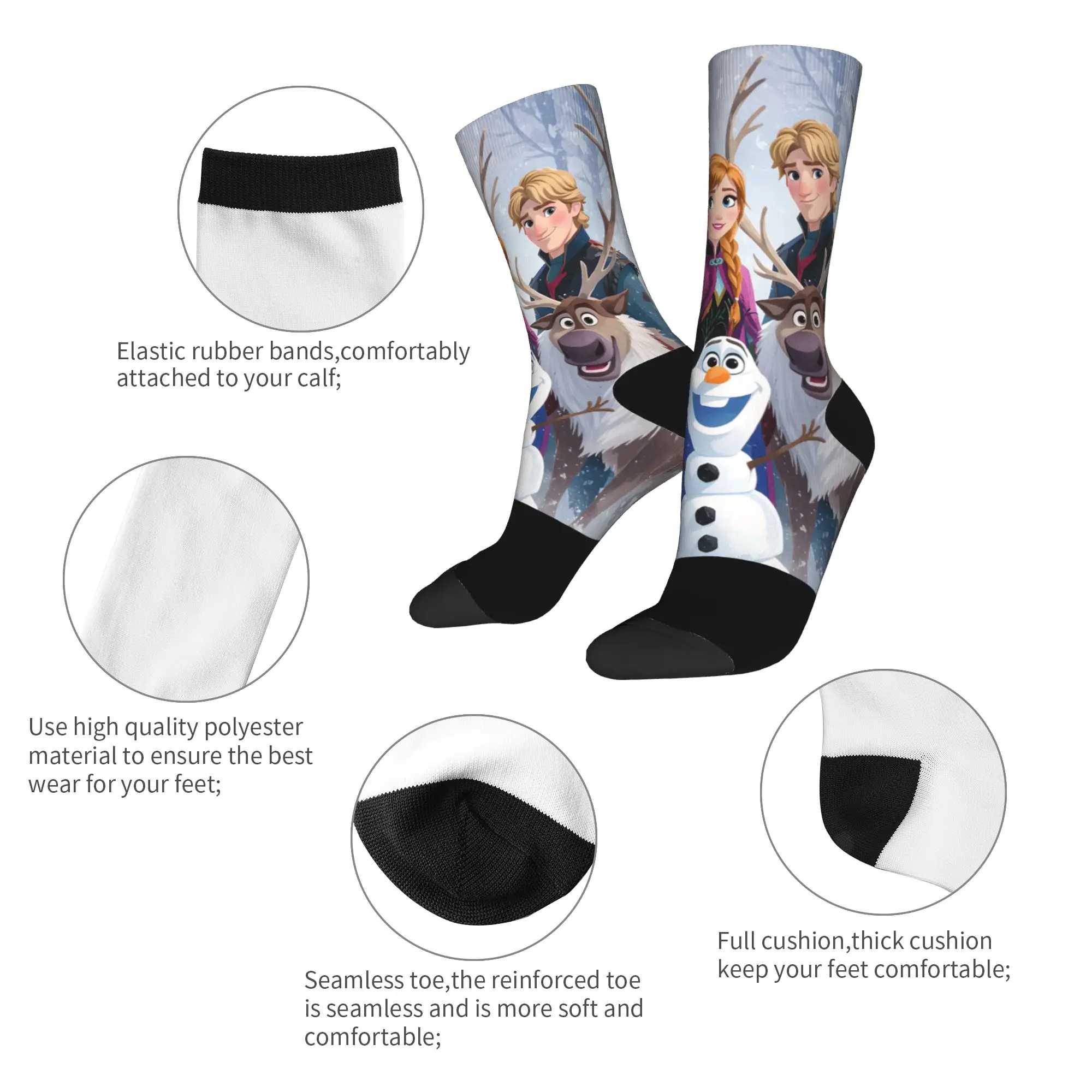 Frozens 2 الكرتون فيلم الجوارب الخريف جوارب العصرية النساء الرجال الجوارب الناعمة الدافئة نمط الجري الرياضة عدم الانزلاق الجوارب