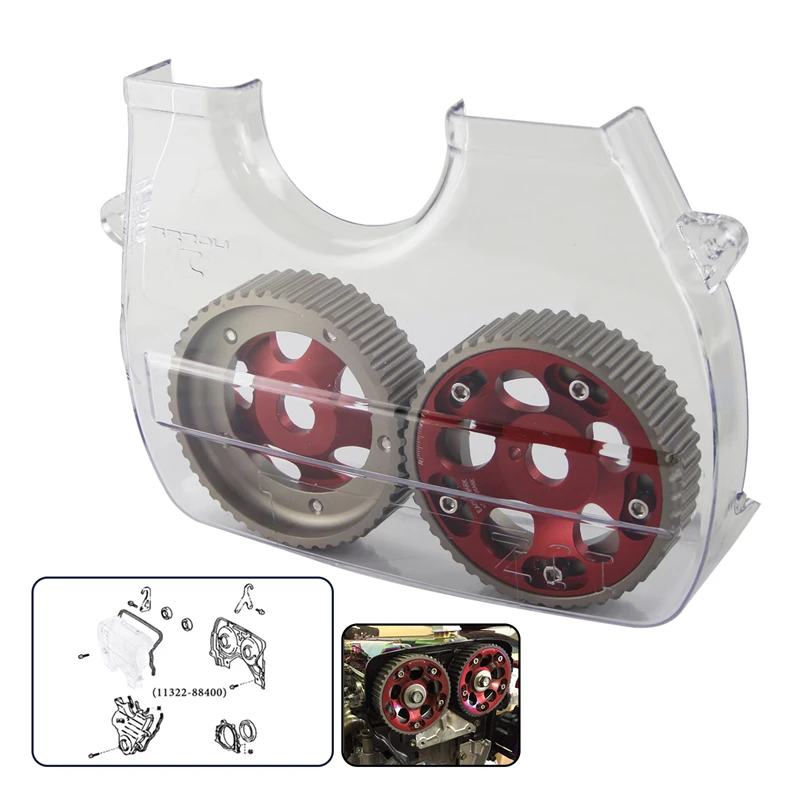 Cam Pulleys + Cam Cover for Toyota Supra JZA70 90-93 Mark II/Cresta/Chaser JZX81 90-92 JZX90 92-93 Soarer JZZ30 91-93 1JZ-GTE