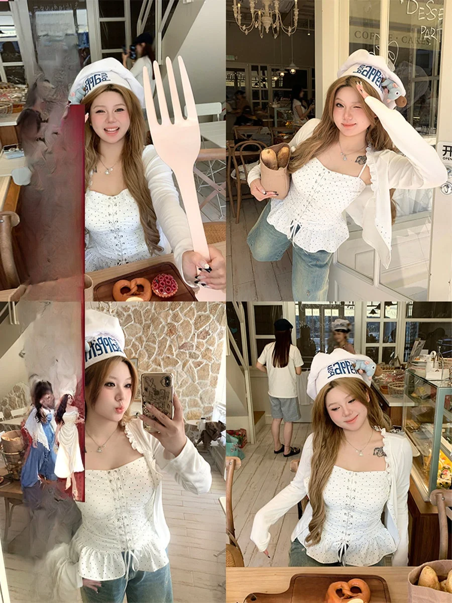 

Annie Not ular Korean Sle Polka Dot Knitted Sweater with Wood ain Belted Women's plus Size Top And Bot Set