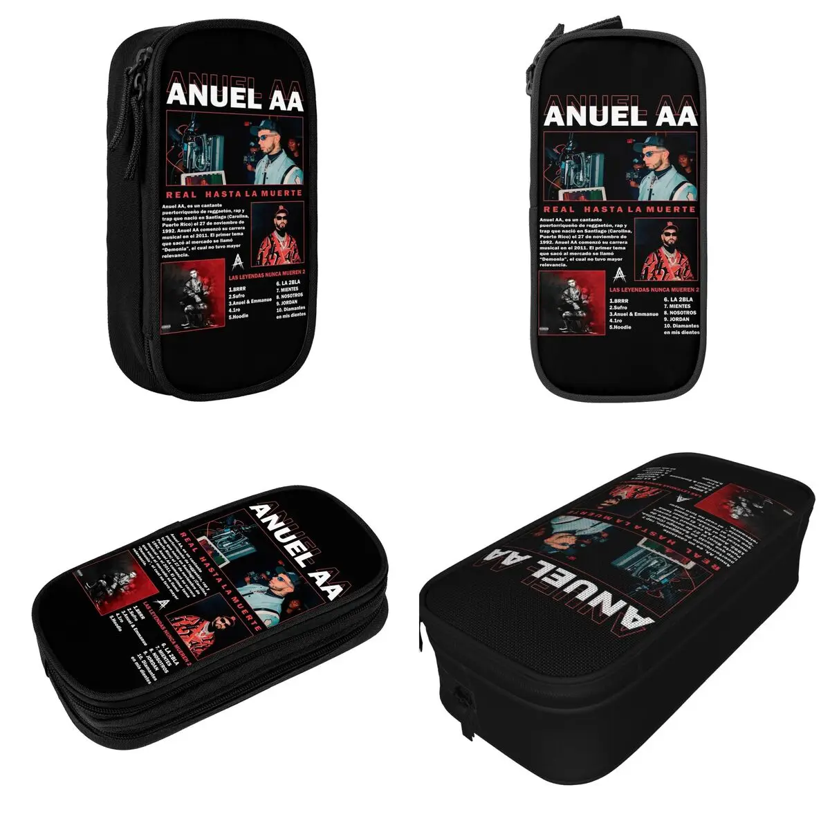 Anuel AA Rapper Music Rap Pencil Case Double Layer Large-capacity Office Supplies Pen Case Perfect Gifts