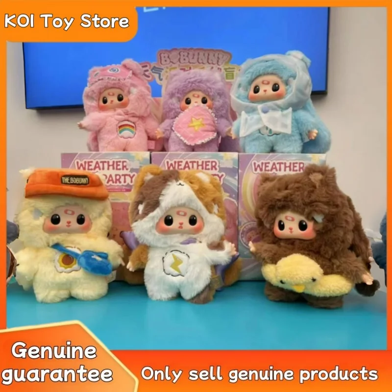 

New Genuine The Bobunny Weather Party Rain On Shine Series Blind Box Vinyl Plush Bag Pendant Dolls Bobunny Mystery Box Toy Gift