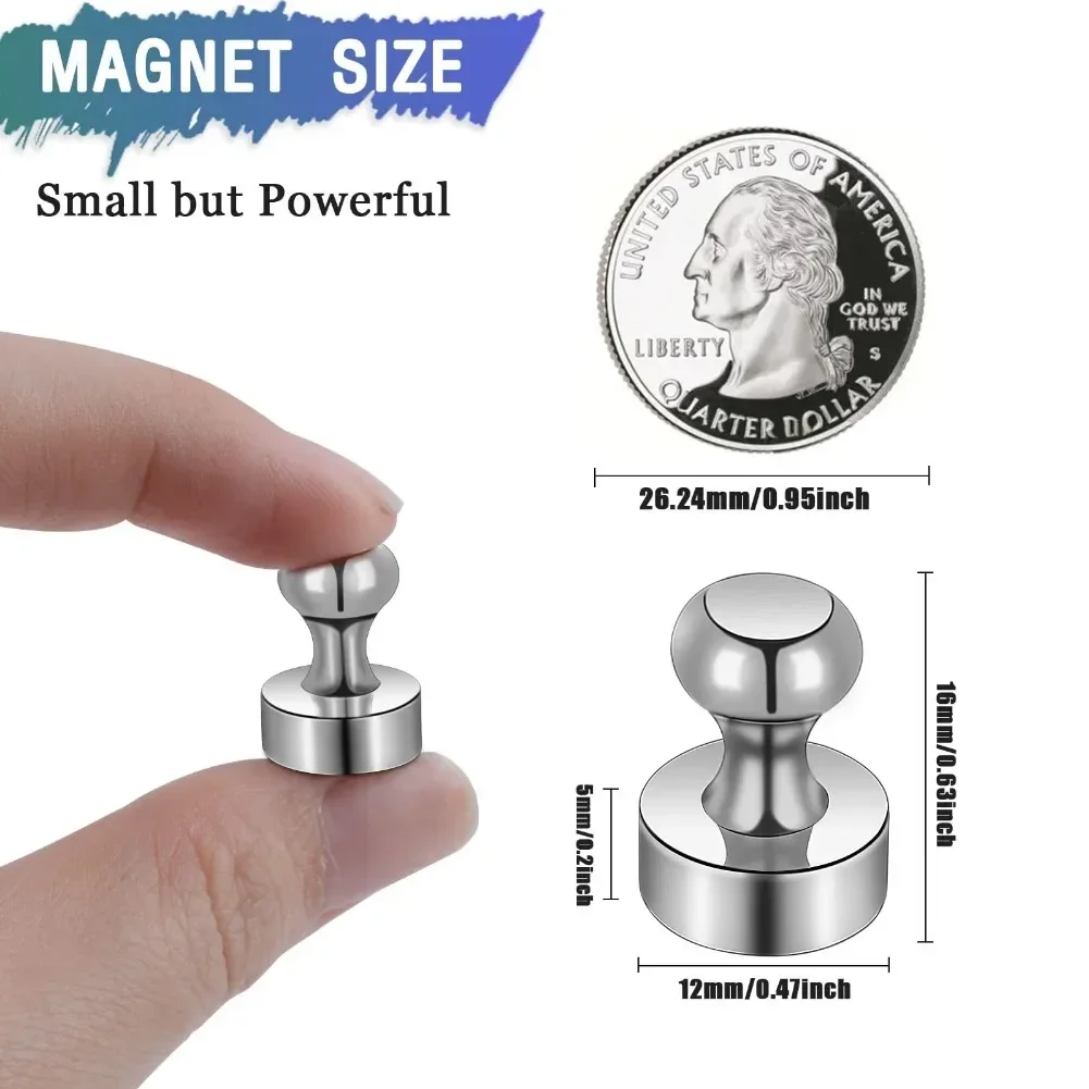 3/5/10/12pcs Super Strong Neodymium Magnetic Pushpins Sucker Thumbtack Durable Steel Magnet Push Pin for Refrigerator Whiteboard