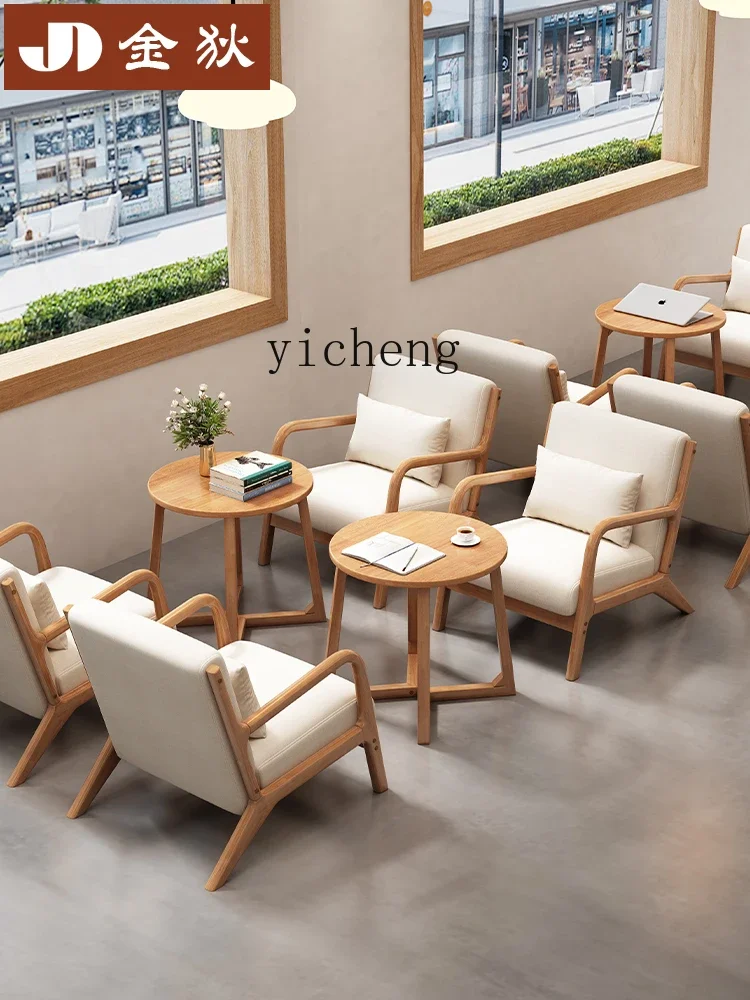 ZK solid wood  dessert shop Internet celebrity commercial catering furniture sofa chair snack bar table and chair combination