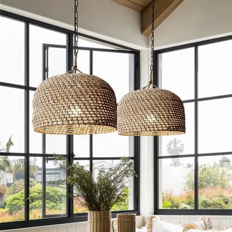 Rattan Chandelier Japanese Wabi Sabi Style Hemp Rope Pendant Light Retro Zen Tea Room Decor Hotel Homestay Bedroom Ceiling