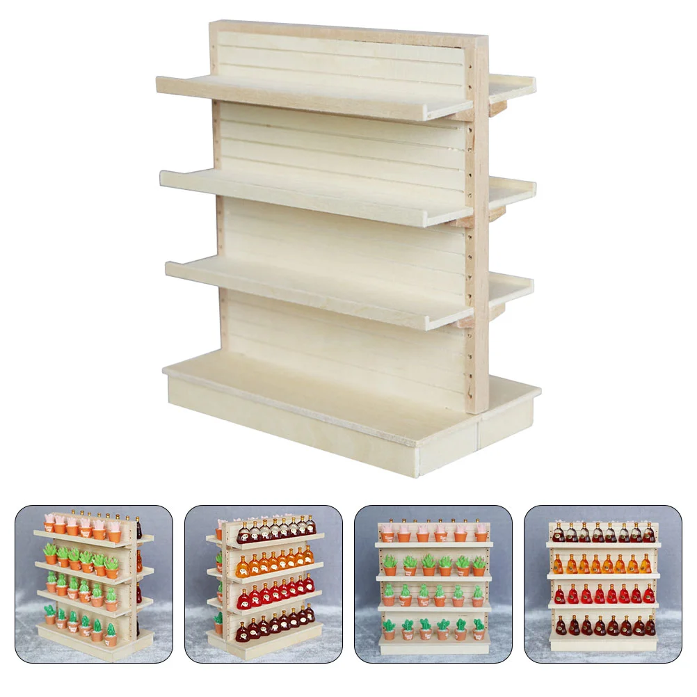 Supermarket Shelves Mini Things Furniture Miniatures Wood Shelf Kids Toy Children's Toys Rack Cosplay Set