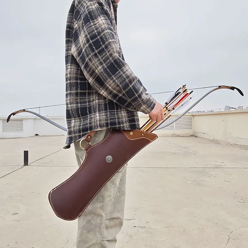 アーチェリーの矢バッグ牛革 LH/RH ウエストマウント矢矢筒は屋外狩猟撮影アクセサリー用の最大 20 本の矢を保持します