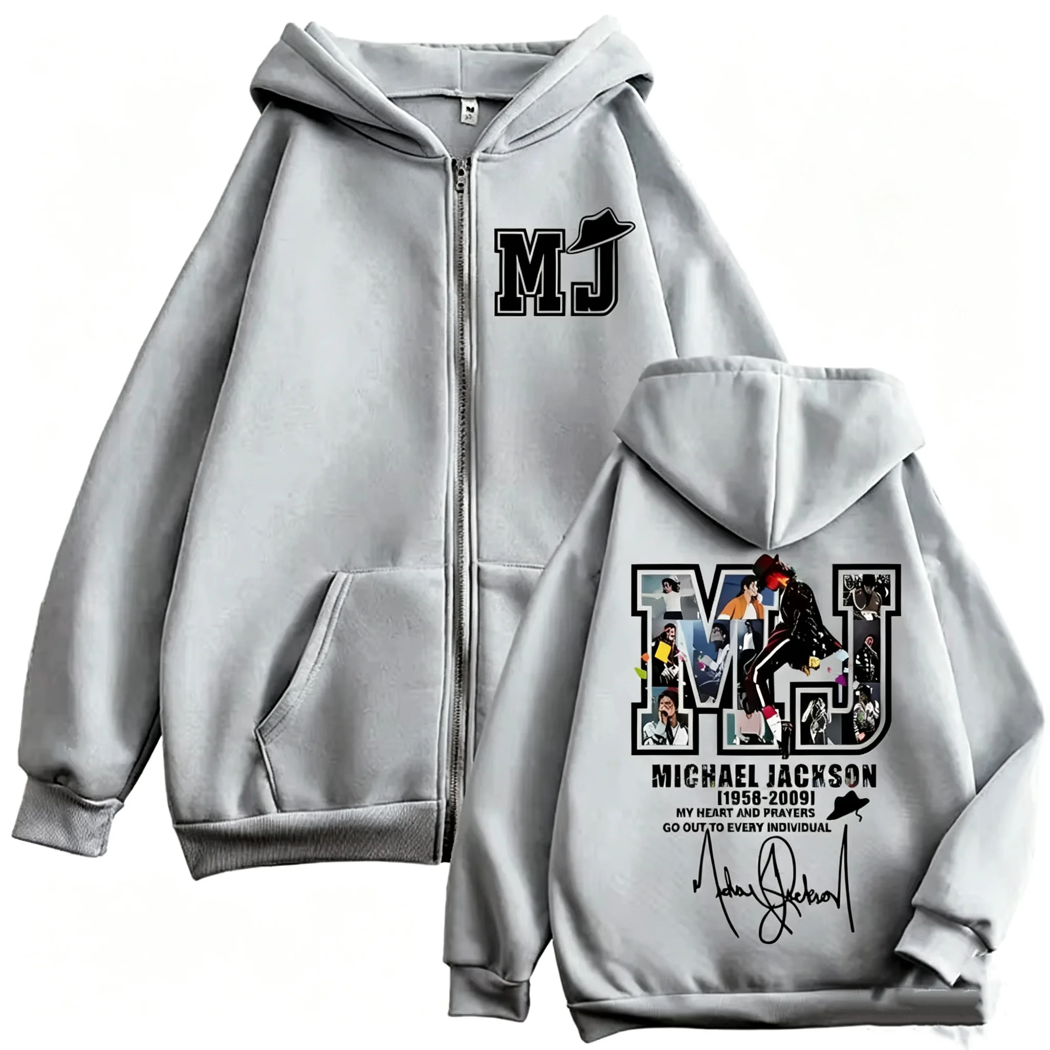 Limitierte Michael Jackson Merch Zipper-Hoodies Punk Rock Hip Hop Zip-Up Kapuzenpullover für Männer und Frauen Mode Lässige Lose Pullover