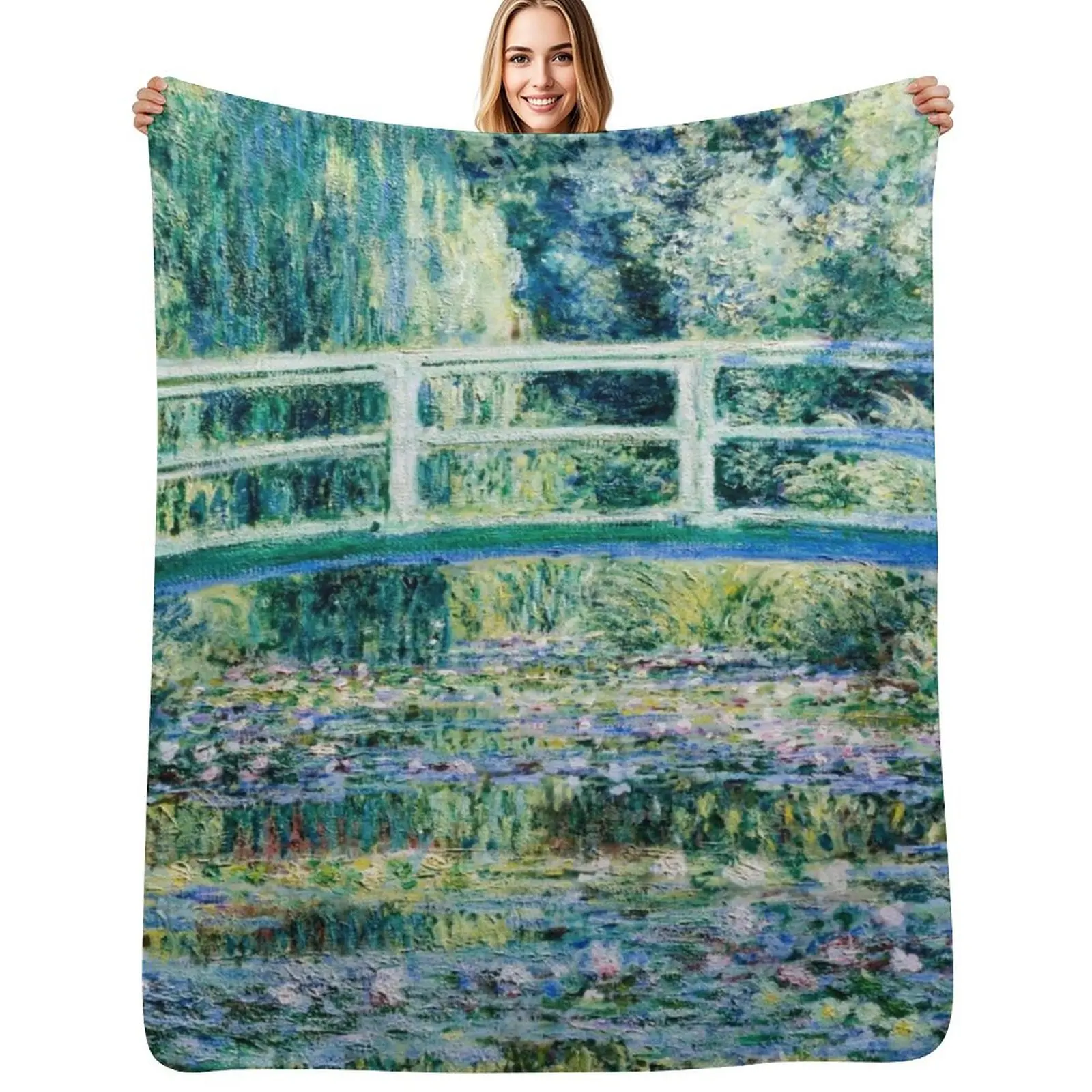 Monet Water Lilies and Japanese Bridge 1899 Throw Blanket Cute cosplay anime warm for winter Furry halloween Stuffeds Blankets